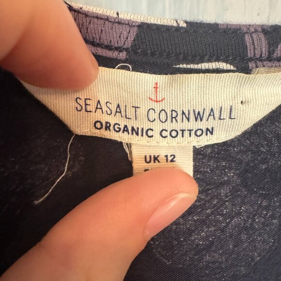 Seasalt Cornwall Riviera II Dress Size US 8 Organic Cotton Black Purple Floral - Picture 12 of 15